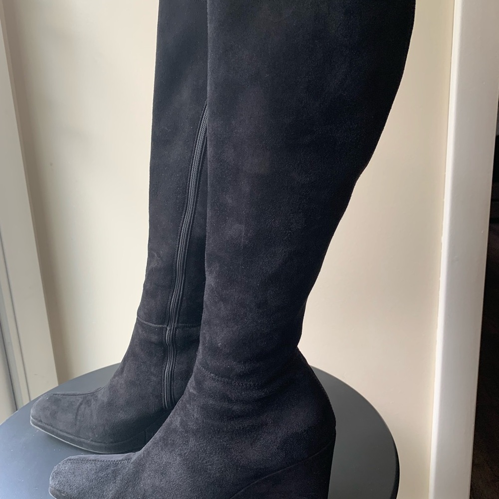 Prada Black Suede Tall Zip Boots - Picture 5 of 10